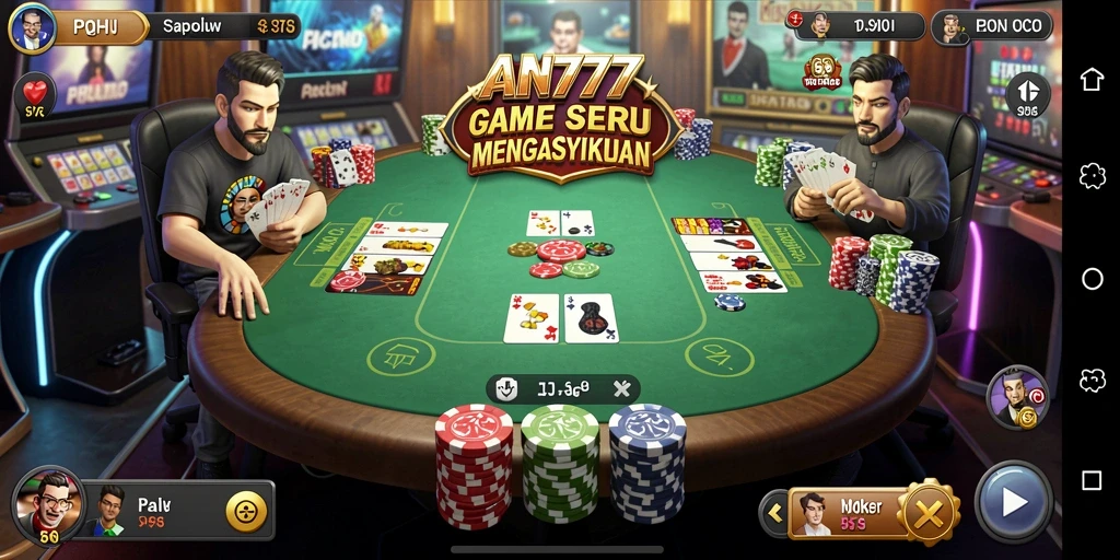 Screenshot gameplay Poker yang menarik dan interaktif.