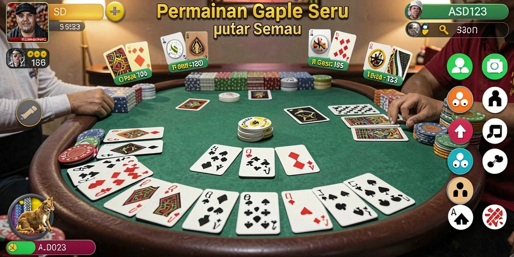 Tangkapan layar ASD123 menampilkan gameplay Gaple yang menegangkan.