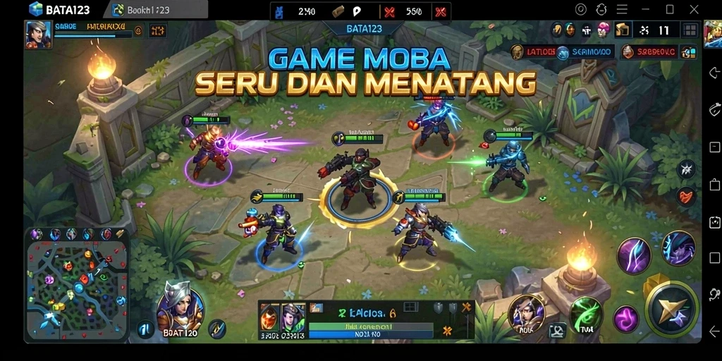 Tampilan aksi seru dalam gameplay BATA123 MOBA.