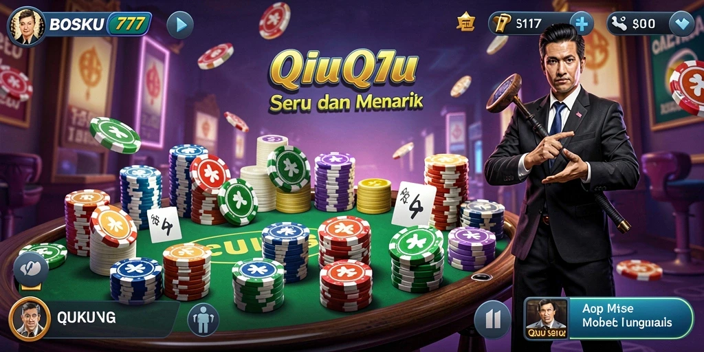 Tampilan gameplay seru dalam BOSKU777 saat bermain QiuQiu.