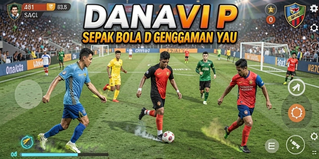 Tampilan gameplay seru di DANAVIP dengan aksi sepak bola yang mendebarkan.