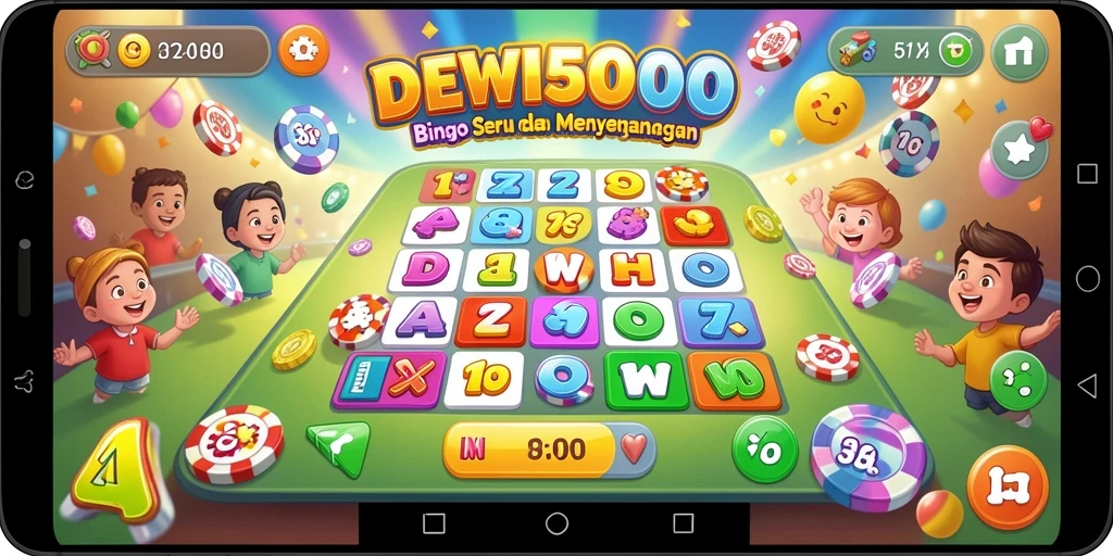 Tampilan gameplay seru DEWI5000 dengan elemen Bingo yang menarik.