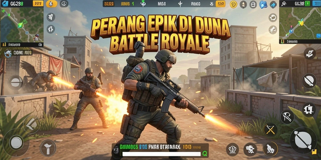 Tampilan gameplay GG288 yang penuh aksi Battle Royale.