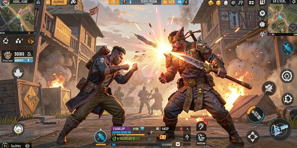 Screenshot utama HARAPJP dengan pertempuran seru di pulau terpencil.