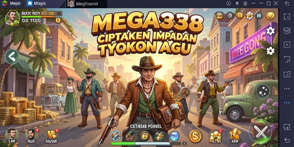 Screenshot utama MEGA338 menampilkan gameplay yang penuh aksi Tycoon.