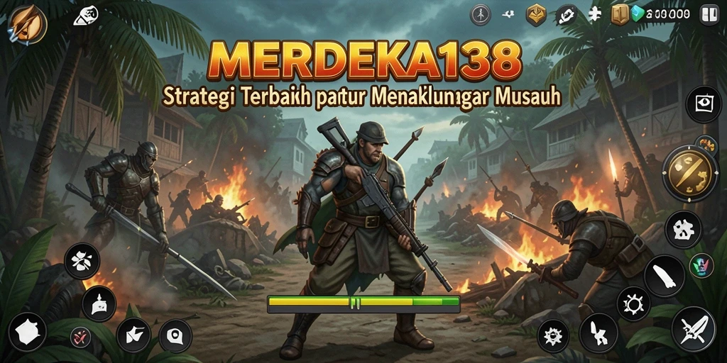 Tangkapan layar utama gameplay MERDEKA138 yang menampilkan pertempuran strategis.