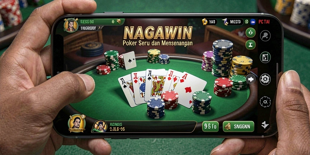 Tampilan gameplay NAGAWIN yang seru dan menarik saat bermain poker.