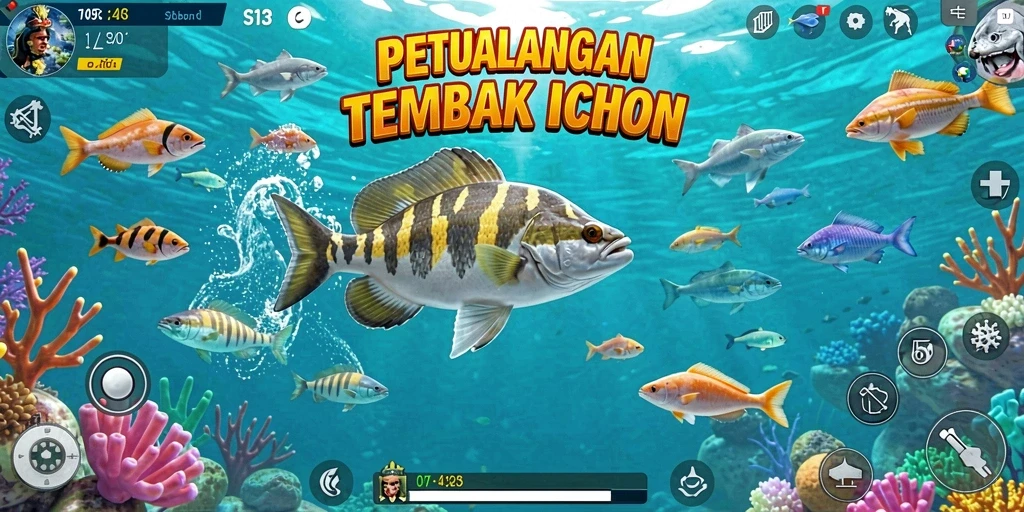 Tampilan gameplay S13 menampilkan aksi menembak ikan yang seru.