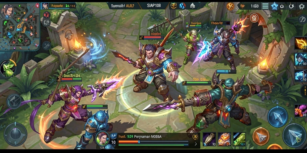 Tampilan gameplay SIAP108 dengan pertempuran seru dan strategi tim.