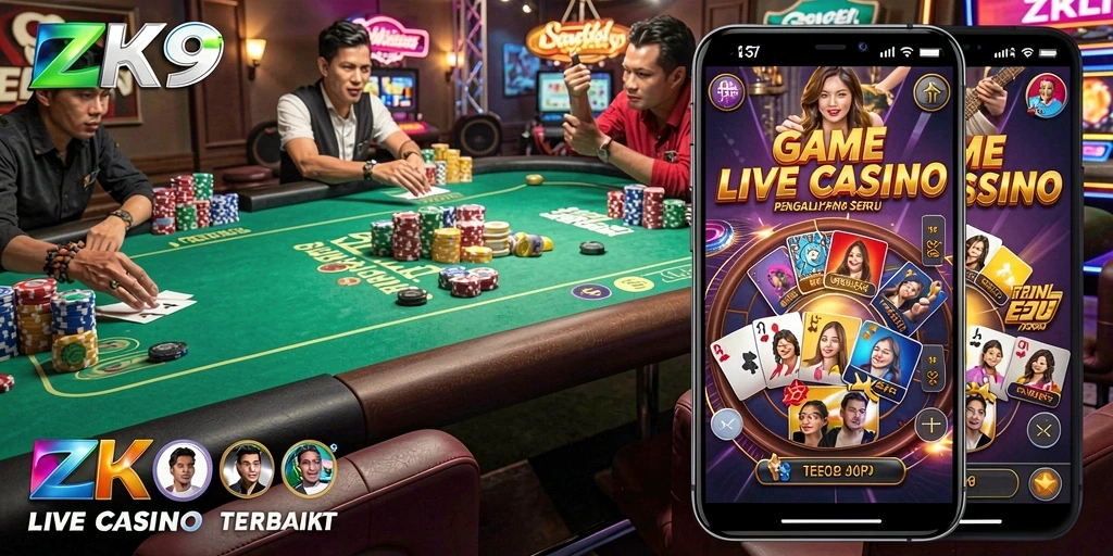 Tampilan gameplay Live Casino yang mendebarkan di ZK9.